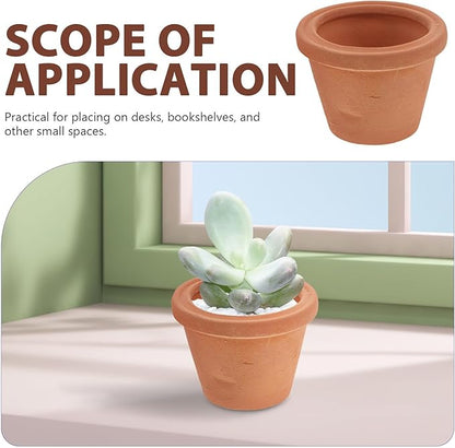 2pcs Mini Terracotta Pots Vintage Style Clay Planters for Succulents Small Indoor Garden Desk and Nursery Use