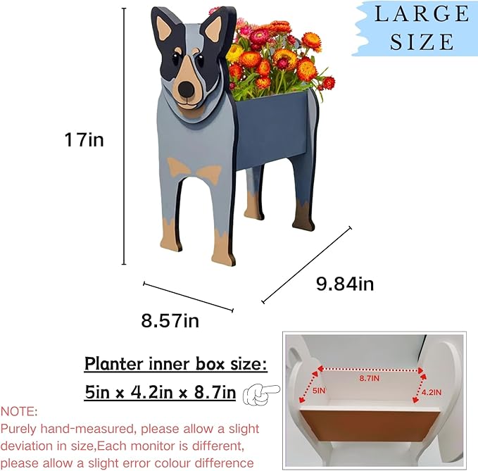 Australian Cattle Dog Planter Plant Pots,Cute Large Dog Flower Planter,Gifts for Pet Lovers,Unique Animal Plant Pots,Office,Indoor Outdoor Garden Decor(9.84 * 8.57 * 17in)