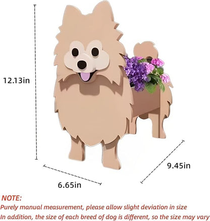 Brown Pomeranian Dog Planter Plant Pots,Cute Dog Flower Planter,Gifts for Pet Lovers,Unique Animal Plant Pots,Office,Indoor Outdoor Garden Decor(9.45 * 6.65 * 12.13in)