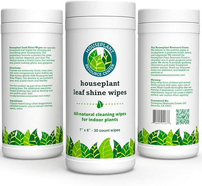 Houseplant Leaf Shine & Cleaner Wipes | Removes Dust, Dirt & Water Spots for Healthier, Glossy Leaves | Easy-to-Use Natural Leaf Cleaning Wipes for Indoor & Outdoor Plants | 30 Count