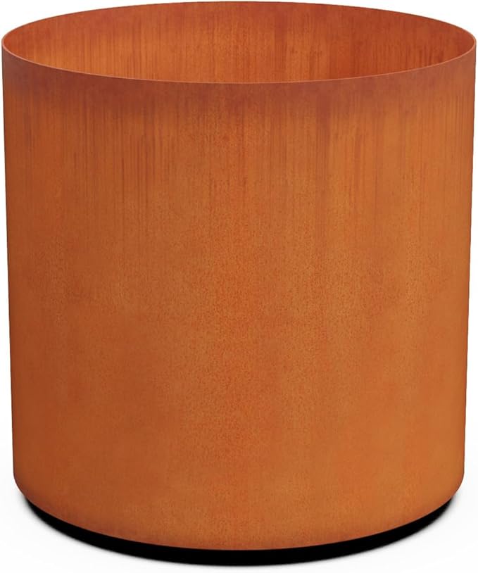 Plantercraft Large Round Planters for Outdoor Plants | 24 Inch Corten Steel Planter for Patios & Entryways | Heavy Duty Metal Pot for a Modern Focal Point | Extra Large Outdoor Planters