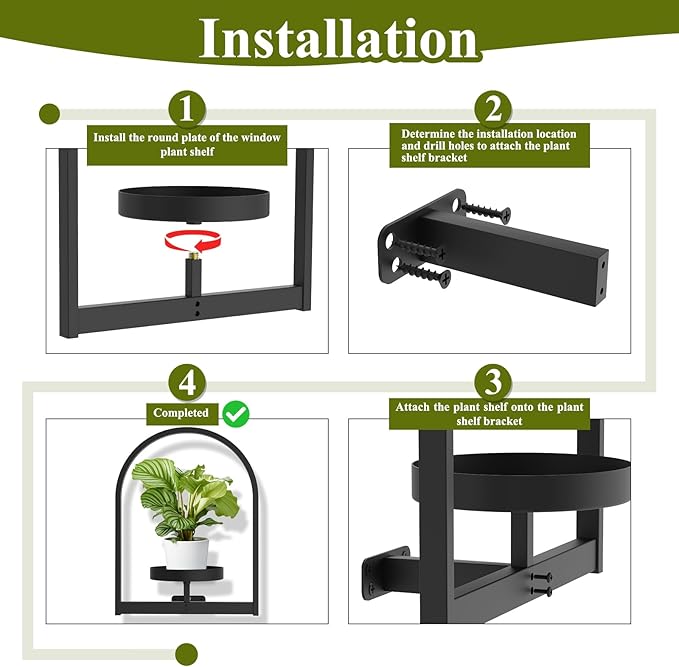 PEKGRIL 2 Pack Wall Plant Holders, Metal Window Planters Shelves, Indoor Plants Stands, Wall Decor Planter Hanging Shelf, Gifts for Plant Lovers