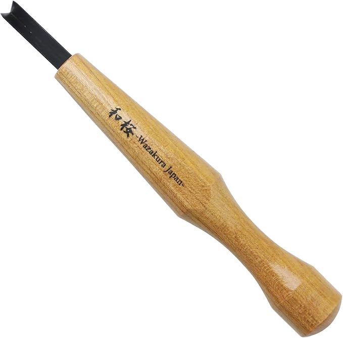 Wazakura Made in Japan Bonsai Chisel Hand V-Parting Carving Tool 0.17 in (4.5 mm) for Jin Shari Making, DIY Woodcarving Knife for Experts and Beginners (V-Parting Triangle Shape 4.5 mm)