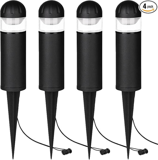 LED Landscape Bollard Pathway Light, 2W, DC 12V Low Voltage Path Lighting Outdoor Waterproof, Die-Casted Aluminum Housing for Garden Light, 3000K Warm White Pack of 4