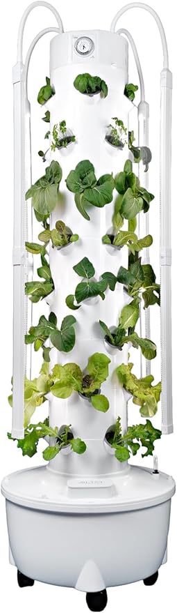 HX Hydroponic Tower | High Capacity Tower | Hydroponics Growing System Kit | Food Grade with 40 Net Pots (with LED Grow Lights)