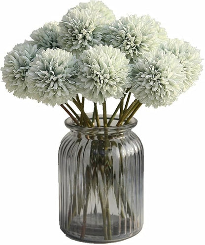 Artificial Flowers Chrysanthemum Ball Flowers Bouquet 10pcs Present for Important People Glorious Moral for Home Office Coffee House Parties and Wedding(Light Green)