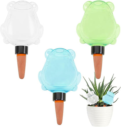 3Pcs Frog Plant Self Watering Globes for Indoor and Outdoor Plastic Water Bulbs Top Fill Plant Watering Globes Slow Release Terracotta Plant Watering Devices System for Plants, Multicolor