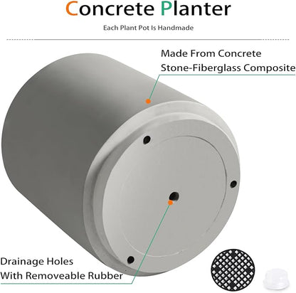 Round Concrete Planter Outdoor Indoor, Large Cement Plant Pots for Flowers (Gay, 16 inch)