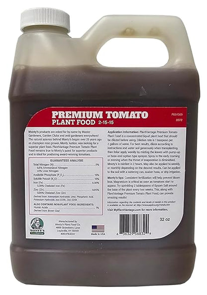 PlantVantage Premium Tomato Plant Food-Concentrated Fertilizer with Humic Acid & Zinc Nitrogen-Supports Strong Roots,Enhances Blooms & Yields-Easy Application for Root Feeding or Foliar Spray 1-Gallon