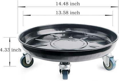Plant Caddy with Wheels 14 Inch 2 Pack, Heavy Duty Metal Plant Stand & Dolly with Lockable Casters, Holds 200 lbs for Indoor Outdoor Large Flower Pots, Black