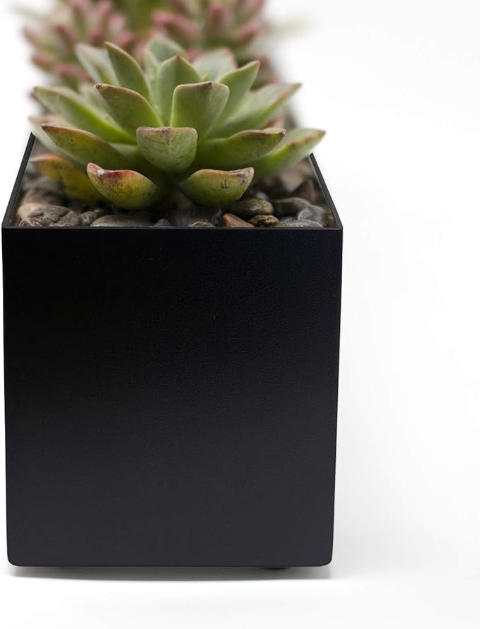 Buhbo Modern Black Trough Rectangular Planter - 32 in, Steel, Indoor Use, Contemporary Design, Succulents & Small Plants