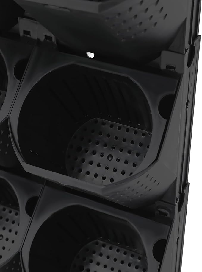 Wall-Mounted Flower Pot Holder for Indoor Outdoor Use on Balcony, Patio, Garden (36-Slot Black)