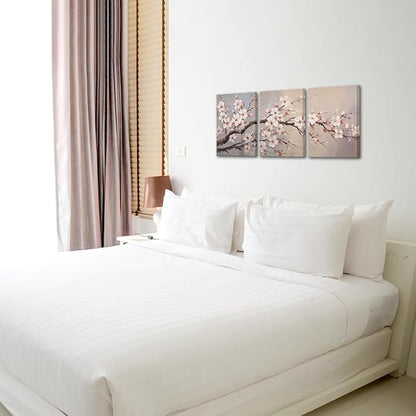 AoArtWZ Plum Flowers Canvas Wall Art Farmhouse Pictures Painting Elegant Floral Blossom Prints Artwork for Bedroom Wall Decor Framed