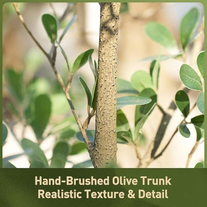 Artificial Black Olive Tree 6ft - Shady Lady UV Resistant Faux Olive Trees Indoor Outdoor Decor - Modern Aesthetic Tall Fake Plants with Pot for Home Office Living Room Patio Floor, VN140