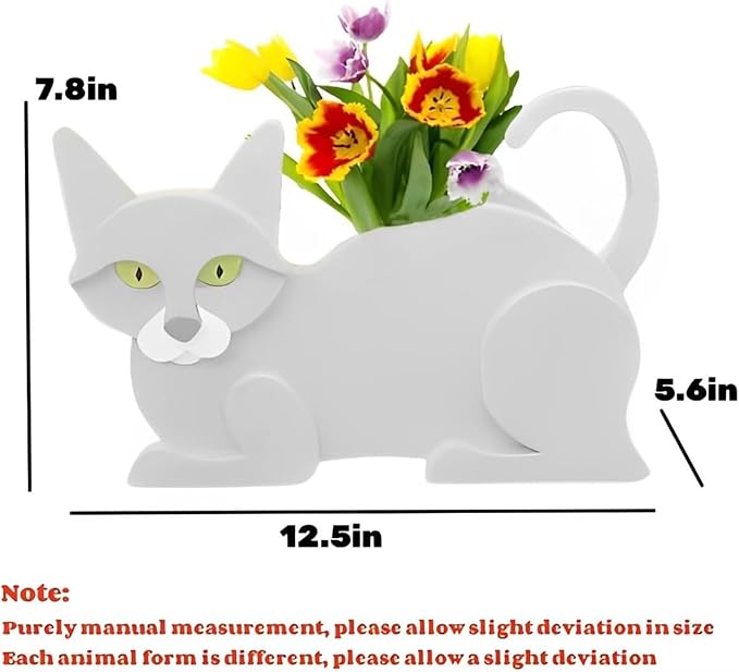 White Cat Planter Plant Pots,Cute Cat Flower Planter,Gifts for Pet Lovers,Unique Animal Plant Pots,Office,Indoor Outdoor Garden Decor12.5 * 5.6 * 7.8in