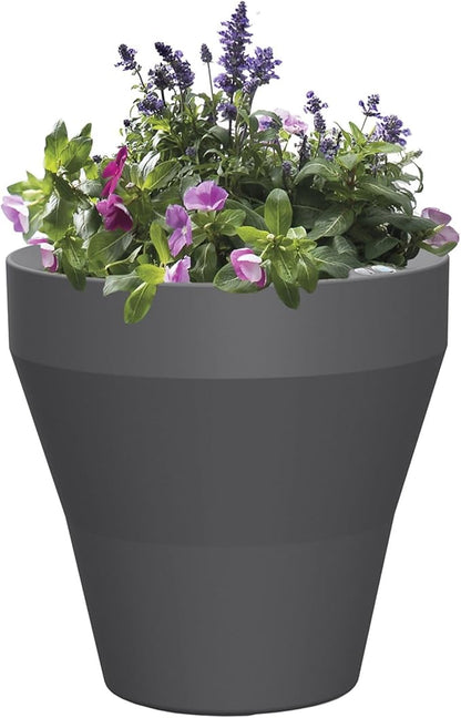 Crescent Garden Rim TruDrop Planter, Self-Watering Plant Pot (18", Slate)