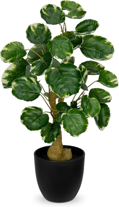 18 Inch Fake Money Tree Plant Indoor Potted Plants Artificial Pachira Money Tree Small Faux Plants in Black Pot Good Luck Excellent Gift Fortune Plant