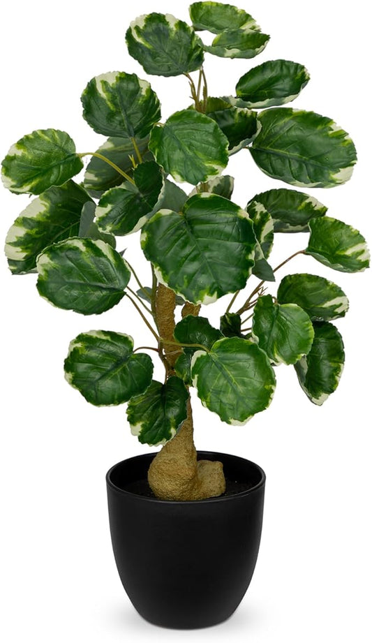 18 Inch Fake Money Tree Plant Indoor Potted Plants Artificial Pachira Money Tree Small Faux Plants in Black Pot Good Luck Excellent Gift Fortune Plant
