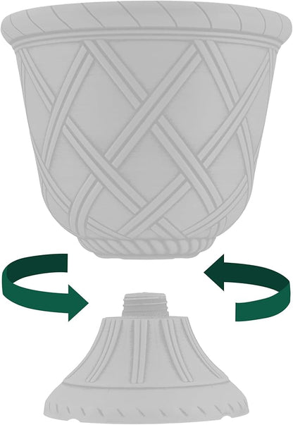 Arcadia Garden Products PL60GD Lattice Plastic Garden Urn, Classic Decorative Garden Pot Planter for Indoor and Outdoor Plants, Gold