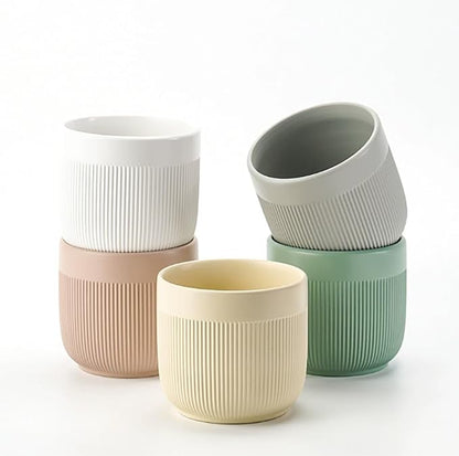 Ceramic 5.2+6.5 inch Planters, Modern Home and Office Flowerpot, Indoor and Outdoor Flowerpot with Drainage Hole (White)