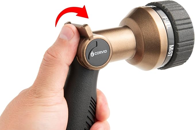 10-Pack Corvid Thumb Control 8-Pattern Garden Hose Nozzle, High-Pressure Adjustable Spray with Ergonomic Soft-Grip Handle and Durable Metal Construction, Ideal for Lawn & Garden, Car Washing