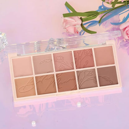 evpct 10 Colors Matte Nude Eye Shadow Palette Makeup for Older Women, Nude Brown Pink Cocoa Taupe Mauve Neutral Matte Cream Smokey Mini Eyeshadow Palette for Blue Green Eyes, Contour Makeup Palettes 6