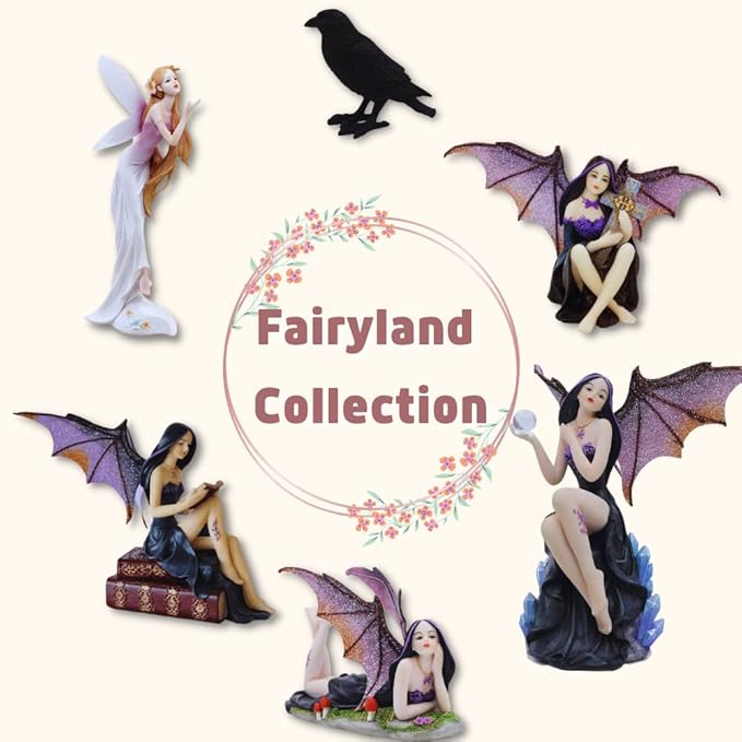 Comfy Hour Fairyland Collection 9” Reading Book Dark Fairy Witch Figurine, Home Decoration and Collectibles, Polyresin