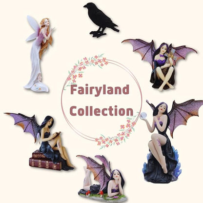 Comfy Hour Fairyland Collection 9” Reading Book Dark Fairy Witch Figurine, Home Decoration and Collectibles, Polyresin