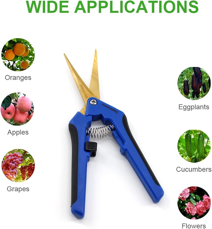12 Packs Garden Pruning Shears with Curved Blades Trimming Scissors, Gardening Hand Pruning Snips Titanium Coated Precision Bonsai Pruning Shears, Convenient Flower Cutters(Blue)