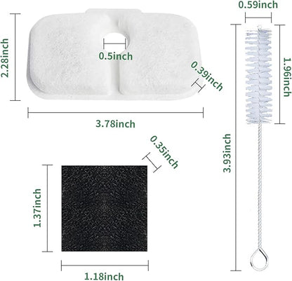 20 Pack Fountain Replacement Filters & 20 Pack Pre-Filter Sponges and a Cleaning Brush for PETLIBRO® Dockstream Cat Water Fountain PLWF005, PLWF105, PLWF115.