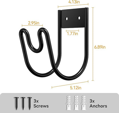 niffgaff Garden Hose Holder Wall Mount - Water Hose Hanger Heavy Duty Hose Rack for Extension Cords Vacuum Hose (2 Pack)