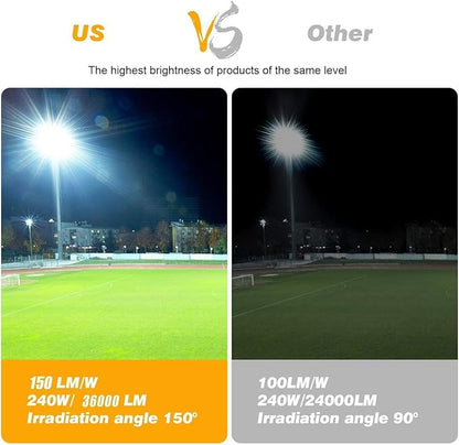 Juyace 240W Led Flood Light Dusk to Dawn Outdoor Lighting 5000K IP65 for Commercial Building Parking lot Farm Yard