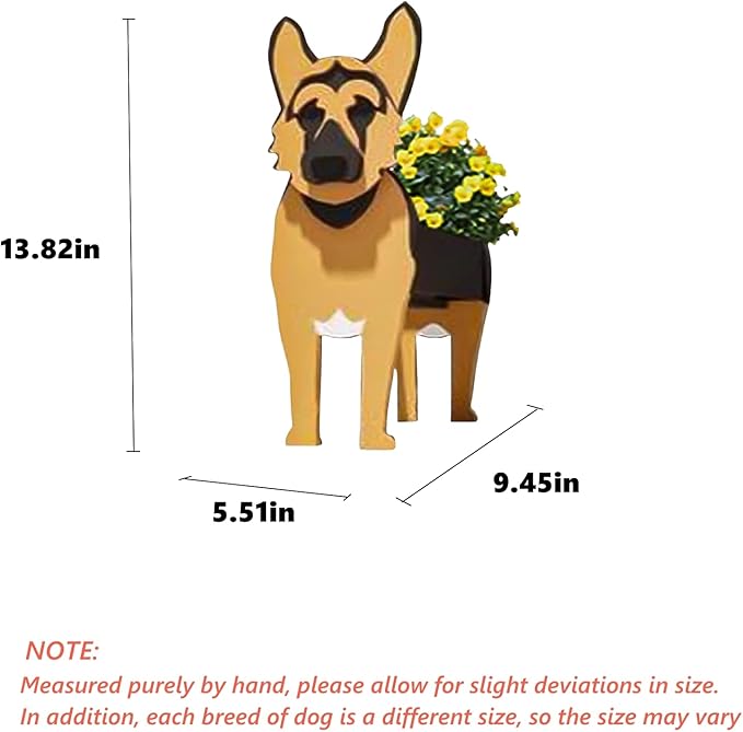 German Shepherd Dog Planter Plant Pots,Cute Dog Flower Planter,Gifts for Pet Lovers,Unique Animal Plant Pots,Office,Indoor Outdoor Garden Decor(9.45 * 5.51 * 13.82in)