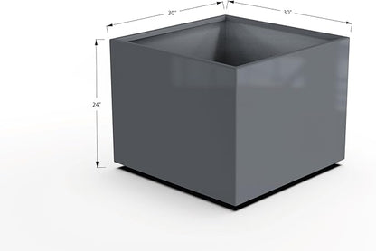Plantercraft Powder-Coated Aluminum Planter Box - Square Cube - Metal All Weather | Indoor Outdoor | Made in USA | Fully Assembled