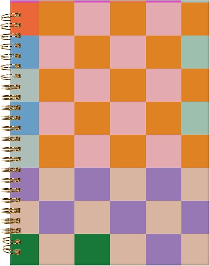 Spiral Journal Notebook,A5 Hardcover Lined Journals for Women Girl 6 x 8.3 in,120 Pages Thick Paper,Cute College Ruled Writing Notebook for Gifts Office Work School(Colorful Checkered)