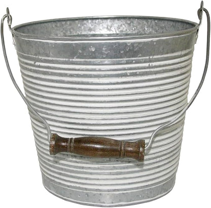 Headwind Vintage Collection - Floral Galvanized White Wash Planter with Handles – 12 Inch Flower Pots Decorative Plant Indoor – Plant Pots Indoor with Drainage by Robert Allen