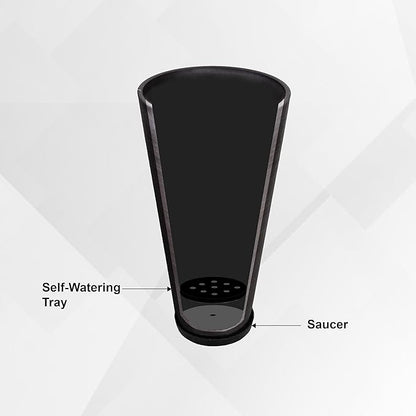 XBrand Modern 28-Inch Tall Round Planter, Modern Tapered Planter Perfect for Indoor & Outdoor Planter, Patio Décor, Black