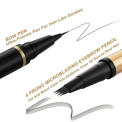 Eyebrow Pencil Kit, with Microblading Eyebrow Pen, Clear Eyebrow Gel, Eyeliner, Dual-ended Eyebrow Brush, Eyebrow Pencils for Women, Waterproof, Smudge Proof, Long Lasting Makeup Formula - Ash Brown