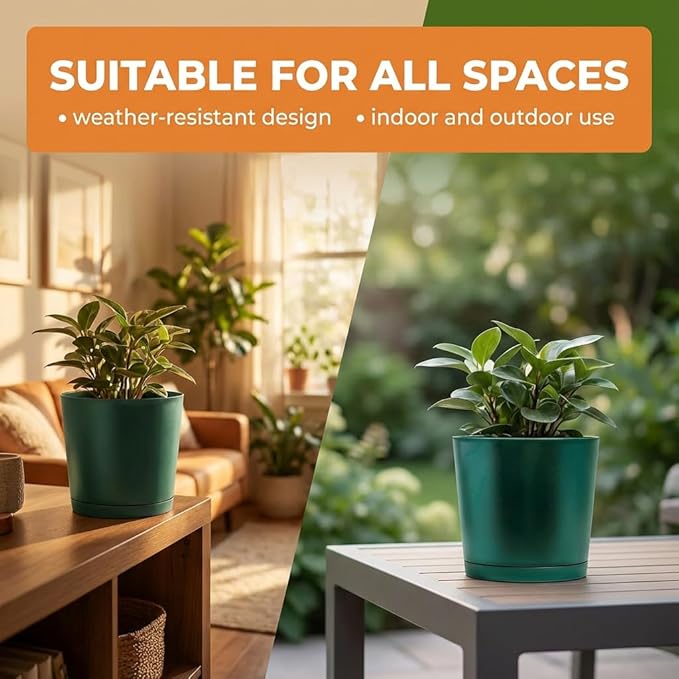 Outdoor Pots Made from 100% Recycled Maritime Plastics– Round Plastic Plant Pot for Garden or Indoor/Outdoor Use, Durable Plastics Outdoor Pot, Recycled Plastic Pots for Plants, Medium