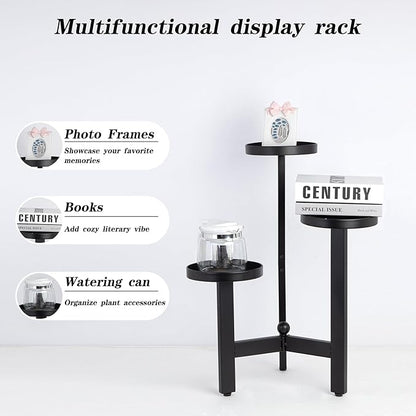 3 Tier Plant Stand - 25 Inch Iron Multi-Tiered Shelf for Indoor & Outdoor Greenery | Modern Space-Saving Display Rack for Flowers, Succulents, and Home Decor