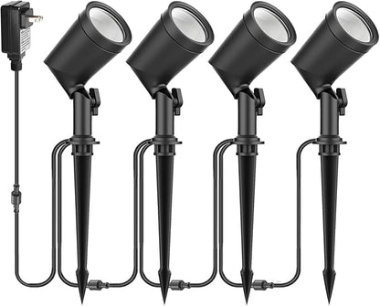 ZYAN Die-Cast Aluminum Landscape Spotlights, 6W 600LM 2700K Warm White, Low Voltage IP65 Waterproof Outdoor Landscape Lighting for Garden Yard Path, 4 Pack