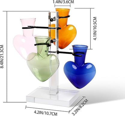 Clear Plants Propagation Stations Terrarium Kit Birthday Gift for Women for Indoor Home Office Decor Acrylic Plant Accessories - 4 Love Hear Vase