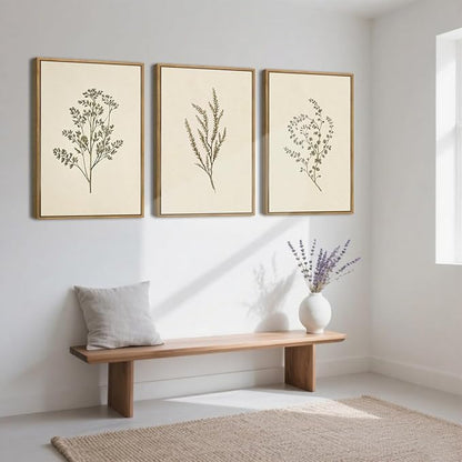 ANHUIB Vintage Floral Wall Art Large Cream Botanical Wall Decor Modern Paintings 16x24 Inch Set of 3 for Living Room Dining Room Bedroom