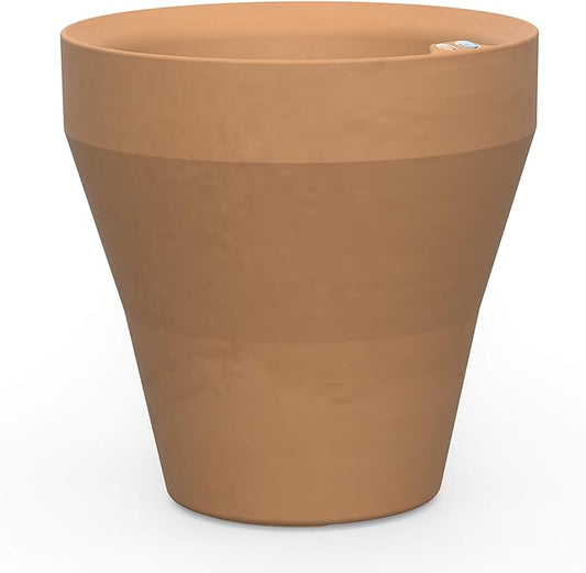 Crescent Garden Rim TruDrop Planter, Self-Watering Plant Pot, 26-Inch (Weathered Terracotta)