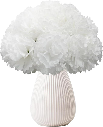 Silk Carnation Flower, 50 Artificial Flowers, Used for Wedding Decoration DIY Handmade Flowers, Carnation Flower Diameter 3.5 Inches and 6 Inches Stem (White)