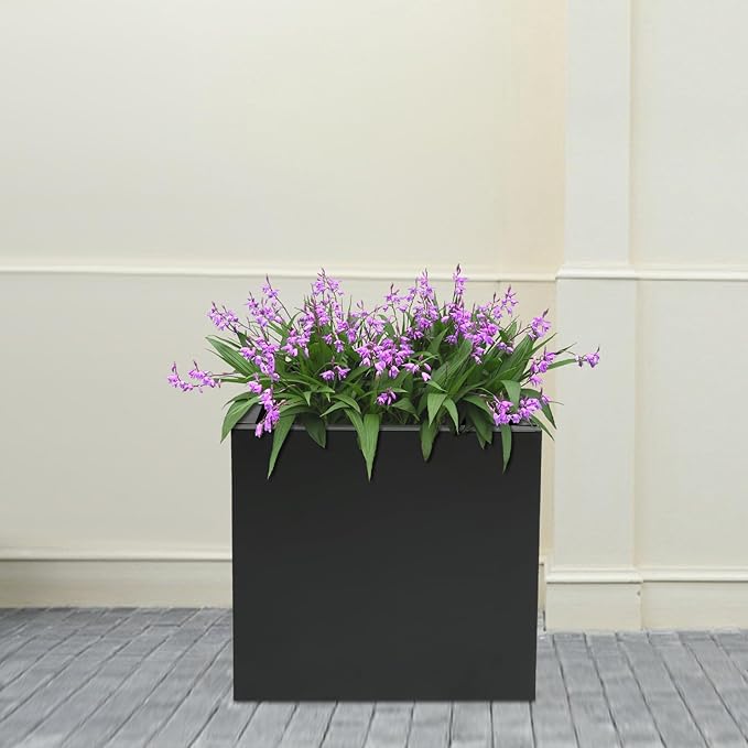 DYNAMI Square Planter Box Black Steel Planter,16x16x16in Metal Planter Box Large Cube Plant Pot for Outdoor Plants,Modern Heavy Duty Flower Pot for Patio, Deck, Yard, Garden