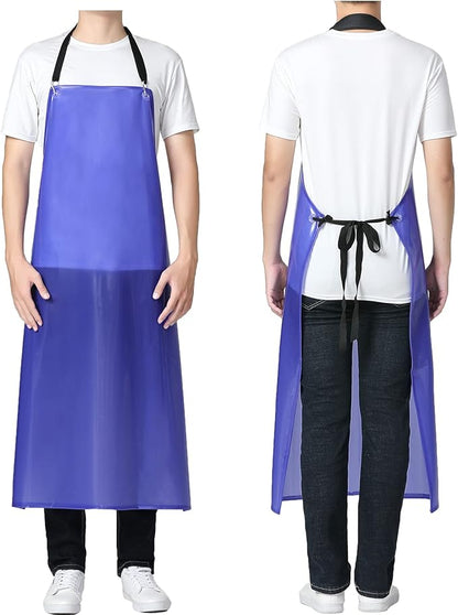 Waterproof Plastic Aprons - Chemical Resistant Work Apron,best for Kitchen, Cooking, Cleanning,Dog Bather,Dishwasher MD006-Bluethick