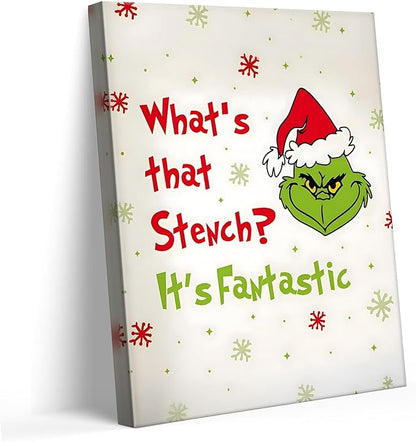 Funny Christmas Canvas Wall Art Decor - “What's That Stench? It's Fantastic” Holiday Decor - 24x30 inch Humorous Christmas Decoration for Living Room or Office - Premium Quality Canvas Print