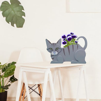 Blue Cat Planter Plant Pots,Cute Cat Flower Planter,Gifts for Pet Lovers,Unique Animal Plant Pots,Office,Indoor Outdoor Garden Decor