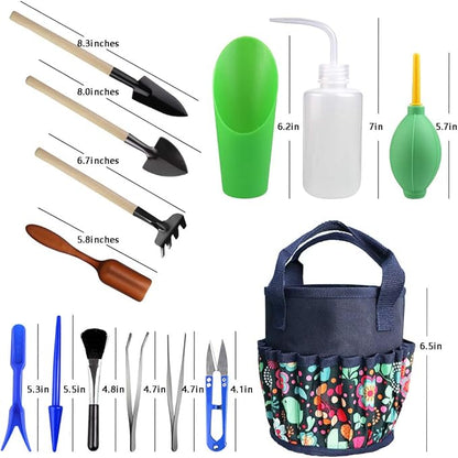 Succulent Tools Kit with Organizer Bag and Planting Operation Mat,Gardening Tool Set with Tote,Mini Succulent Garden Tool Kit Succulent Bonsai Planter Set Indoor Gardening,Miniature Indoor Planting